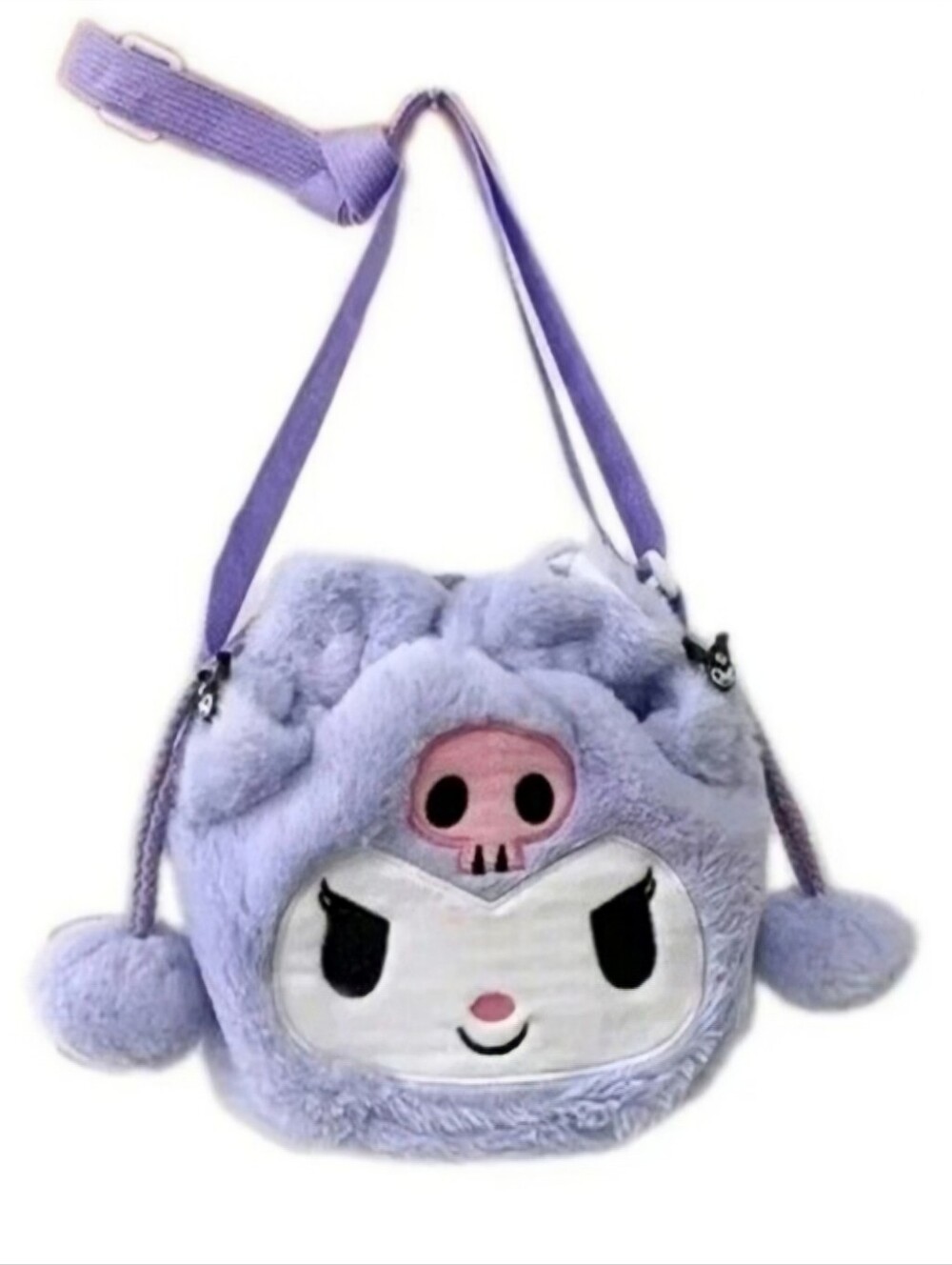 Anime Kuromi Plush Drawstring Shoulder Bag Purple Crossbody New